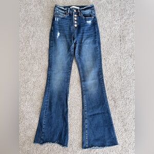 Altar'd State Distressed Blue Flare Jeans